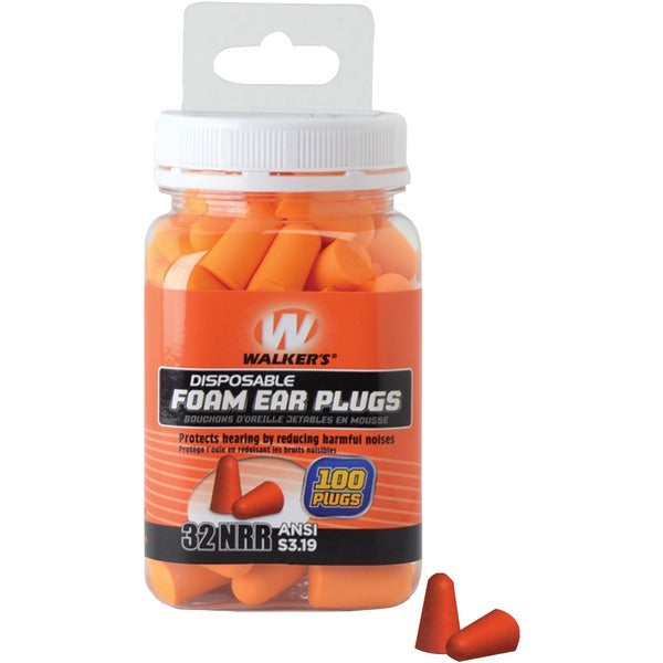 Walker's Game Ear GWP-FP-50PK Foam Ear Plugs, 100-ct Jar - orange.