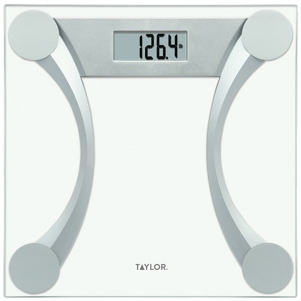 Taylor Precision Products 76024192 Instant Read 400-lb Capacity Glass and Metallic Bathroom Scale.