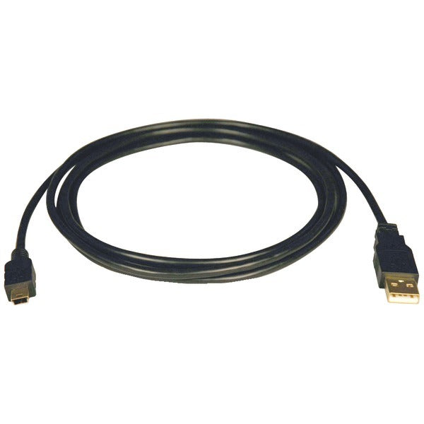 Tripp Lite U030-006 A-Male to Mini B-Male USB 2.0 Cable, 6ft connected to a white background.