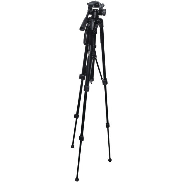 A Vivitar VIV-VPT-2457 Professional Tripod with 3-Way Fluid Pan Head (57 Inches) on a white background.