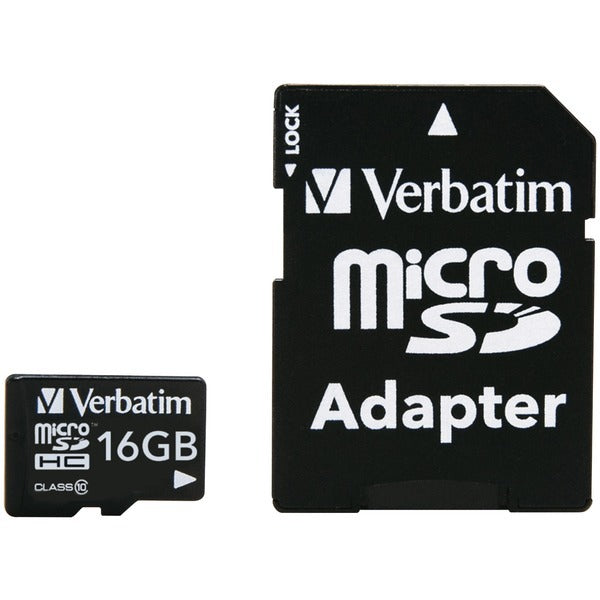 Verbatim 44082 microSDHC Card with Adapter (16GB; Class 10) and adapter.