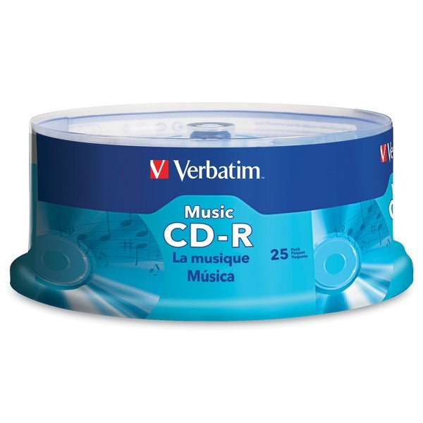 Verbatim 96155 40x 80-Minute CD-R with Branded Surface, 25 Pack offer high fidelity music recording capabilities with a specially designed surface for optimal performance.