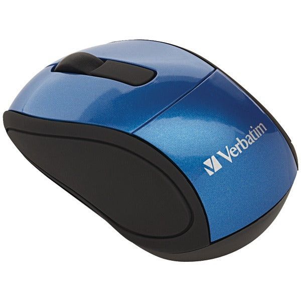 A Verbatim 97471 Wireless Mini Travel Mouse (Blue) on a white background.