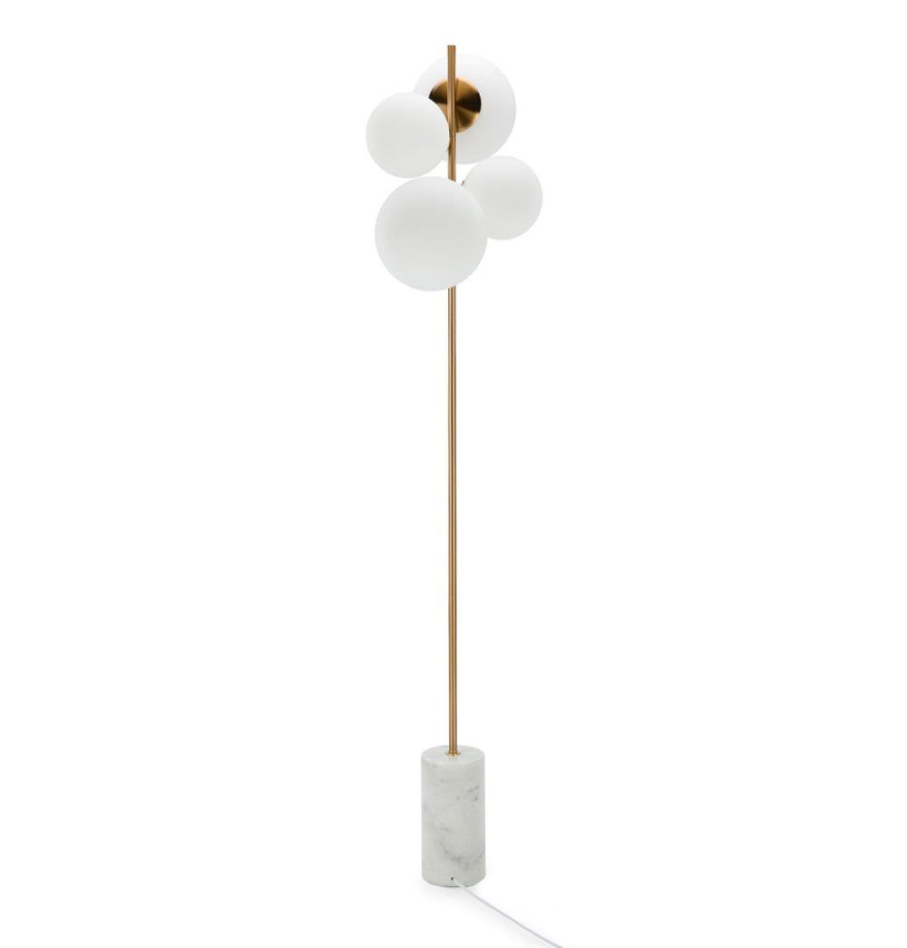 A Soili Marble Floor Lamp by ModernMazing with three spheres and a gold base.