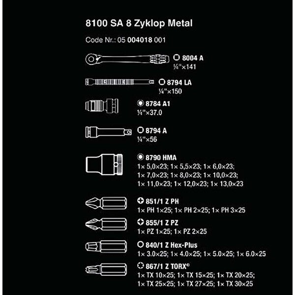 Wera Metric 1/4 Switch Ratchet Set (28-Piece Set)
