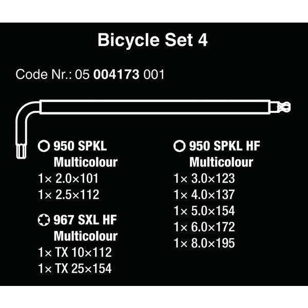 A Wera Metric L-Key Hex/Torx Bicycle "Set 4" (9 Piece Set) in a black case.