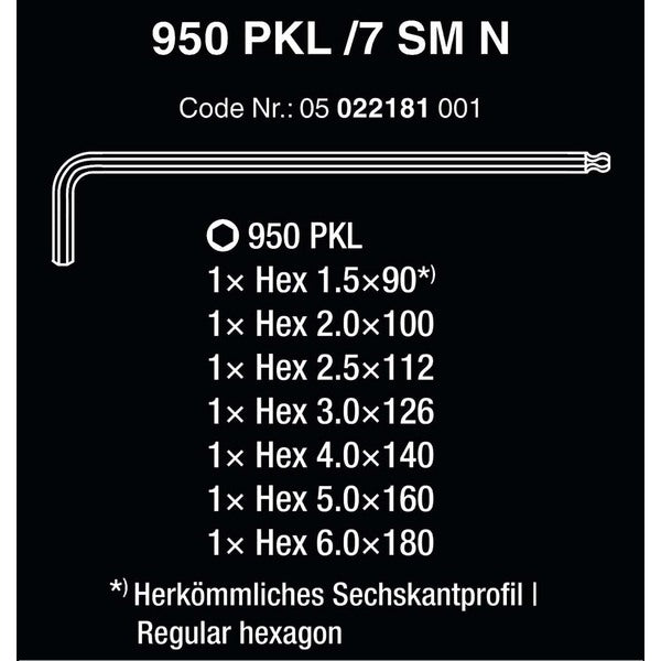 A set of Wera Hex-Plus Chrome-Plated Long Shaft Metric L-Key Allen Wrench (7-Piece Set) with a green handle.