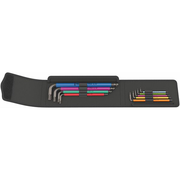 A black Wera Hex-Plus Color Coded SAE L-Key 8 Piece Set case with a set of tools in it.