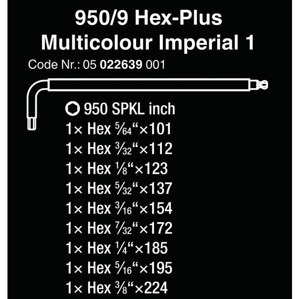 A black Wera Hex-Plus Color Coded SAE L-Key 8 Piece Set case with a set of tools in it.