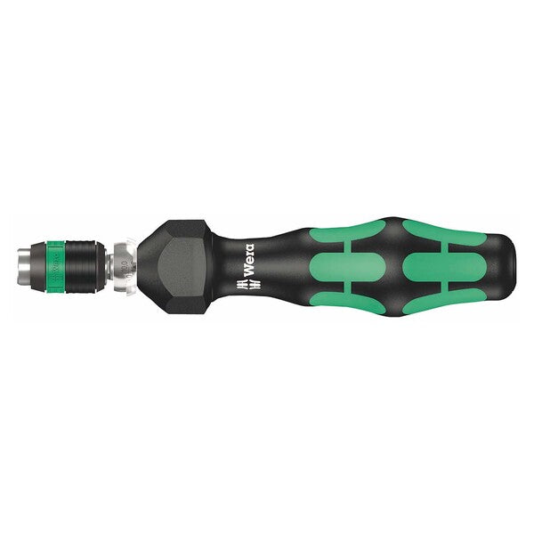 A black and green Wera Adjustable Torque Screwdriver with Quick Release Chuck on a white background.