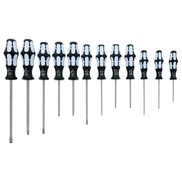 A set of Wera Stainless Steel Screwdrivers 12 Piece Set on a white background.