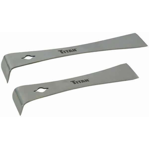 A pair of Titan Tool 2 pc Stainless Steel Pry Bar/Scraper Set with the word tyne on them.