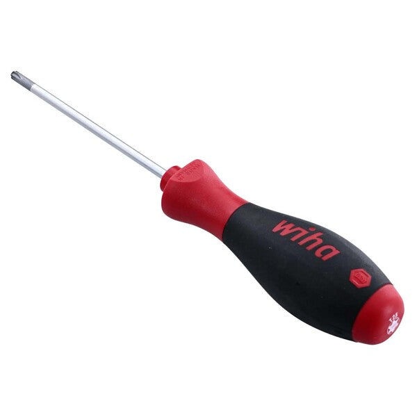 A Wiha SoftFinish Cushion Grip Torx Screwdriver T27 x 115mm with a red handle and black handle.