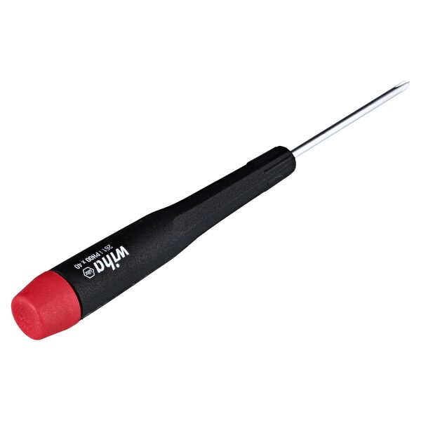 A black and red Wiha Precision Phillips Screwdriver - PH #00 x 40mm with a red handle.