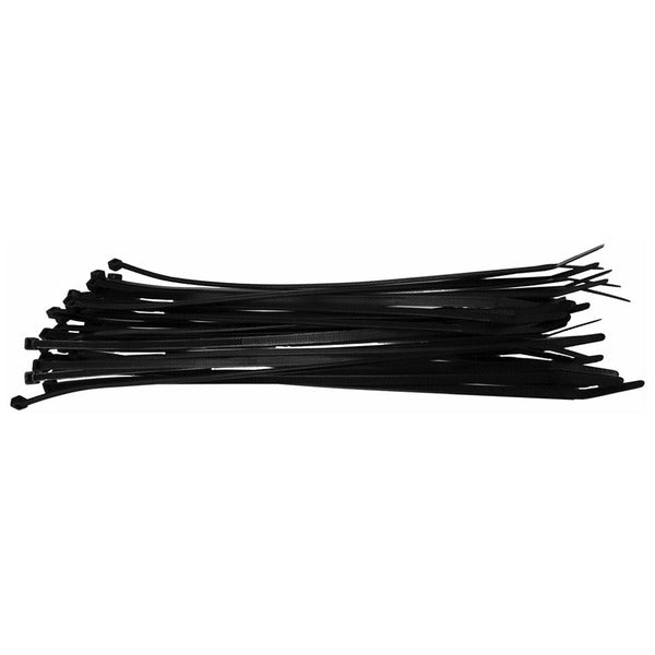 A pile of WIRE TIES 4" BLACK NIPPON 100PCS on a white background.