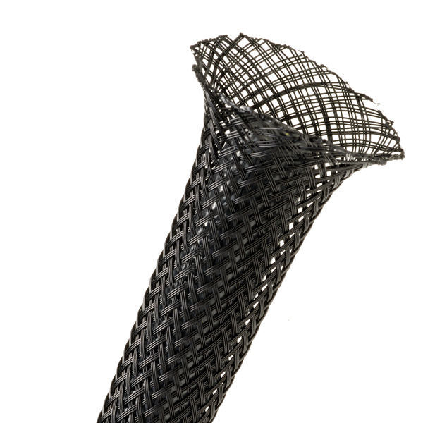 An Xscorpion Expandable Braided Sleeving 3/4" 100Ft in black, displayed on a white background.
