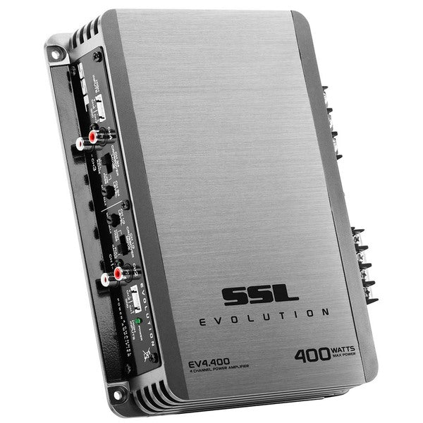 A pair of Soundstorm Mosfet 4CH Power Amplifiers on a white background.