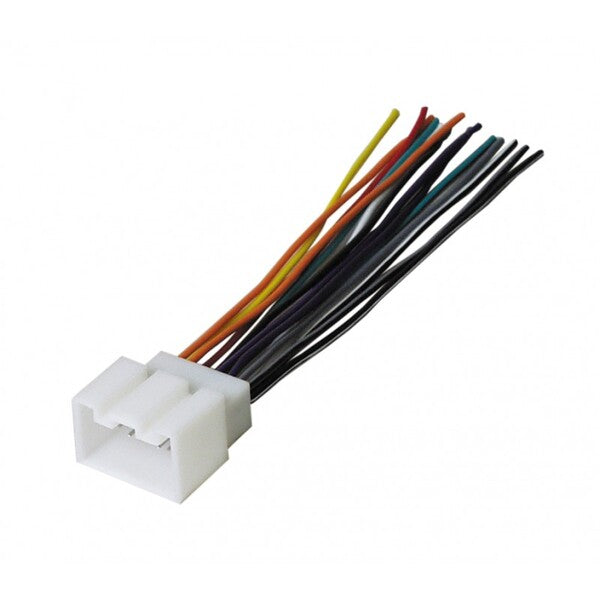 A white replacement WIRING HARNESS FOR 1998-2011 FORD/LINCOLN MAERCURY for an aftermarket car radio.
