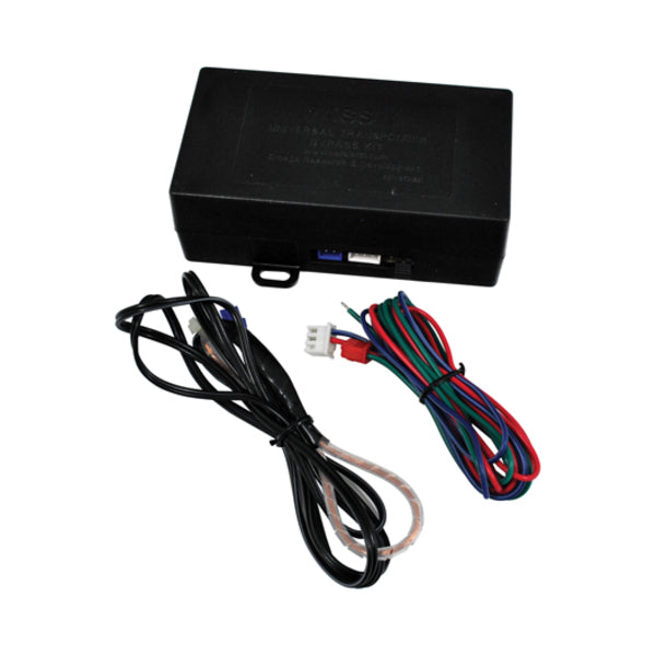 A black box with SYSTEM BYPASS UNIVERSAL OMEGA *KEY REQUIRED* module and wires.