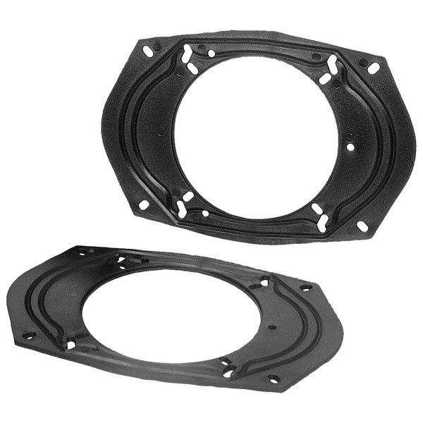 A pair of black SPEAKER ADAPTER 5" - 6X9" AMERICAN INTERNATIONAL brackets on a white background, compatible with 6X9 speakers.
