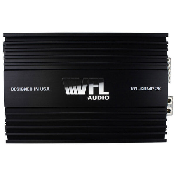 A car amplifier with a remote control, delivering powerful performance with the VFL Audio Competition Amplifier 2000 Watts RMS D Class. With an impressive 2000W RMS power and 1 Ohm impedance.