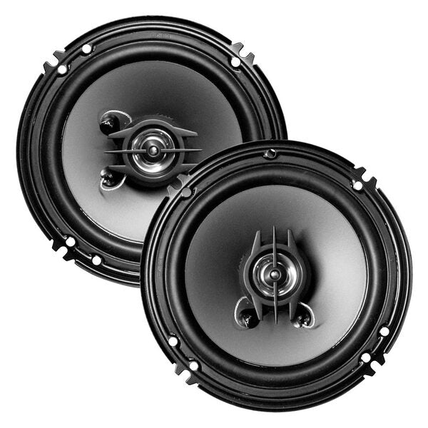 An electro-plated pair of XXX Audio 6"/6.5" 2-Way Speakers on a white background.