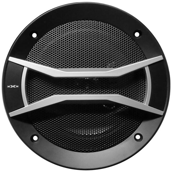 An electro-plated pair of XXX Audio 6"/6.5" 2-Way Speakers on a white background.