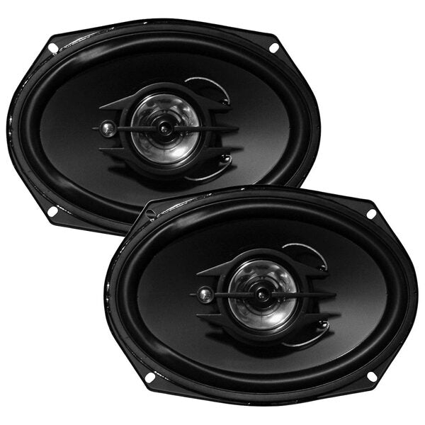 A pair of XXX Audio 6x9" 3-Way Speakers featuring a rubber surround, delivering 400 watts max power, showcased on a white background.