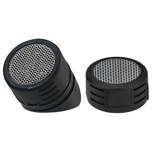 A pair of black XXX 1-3/8" TWEETER speakers with a sleek surface mount design on a white background.