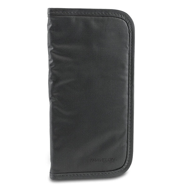 A Travelon Luggage Safe ID Checkbook Wallet (Black) on a white background.