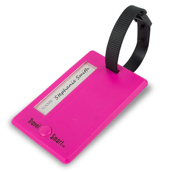 A Travel Smart Swivel Luggage Identification Tag with a black handle.
