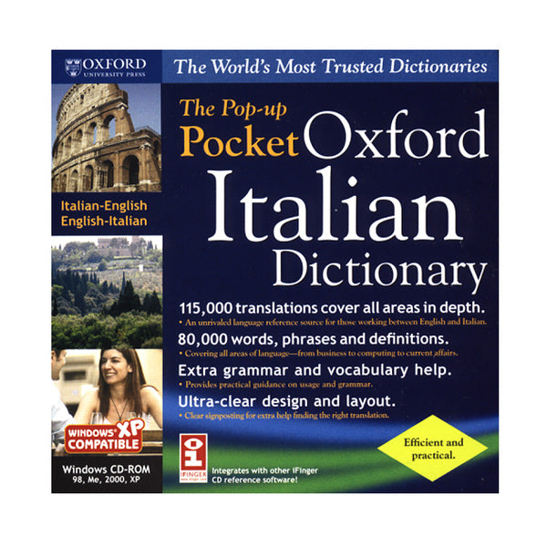 The Pop-Up Pocket Oxford Italian Pocket Dictionary for Windows is a handy tool for any user, whether you're a student or not. This comprehensive dictionary offers quick and easy access to definitions and translations of Italian words. With its compact design, it is a useful resource to have on hand.