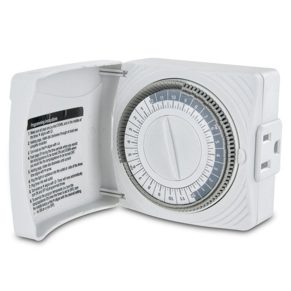 The Westek Daily Timer with Grounded Outlet - White on a white background.