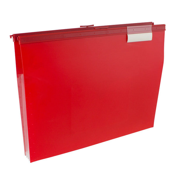 A Wilson Jones Slide-Bar File Jacket with CD Holder, Red on a white background.