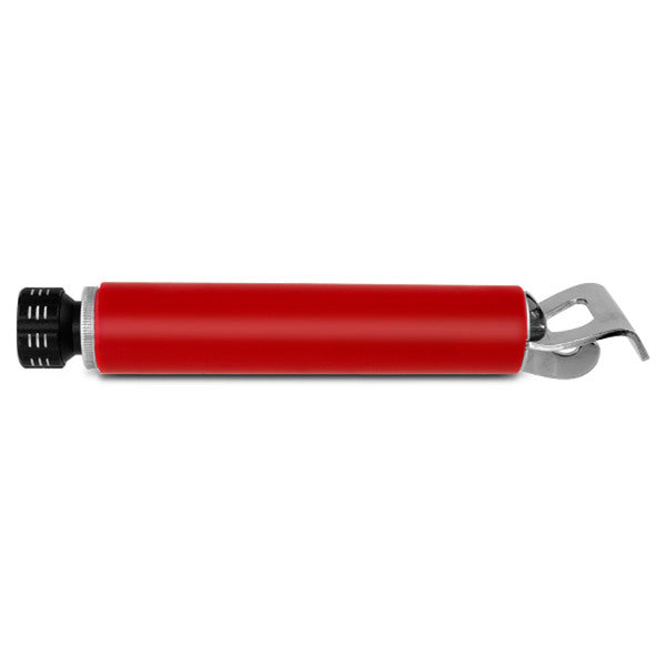 A Universal Auto Grip with Flashlight (Red) tube with a metal handle on a white background.