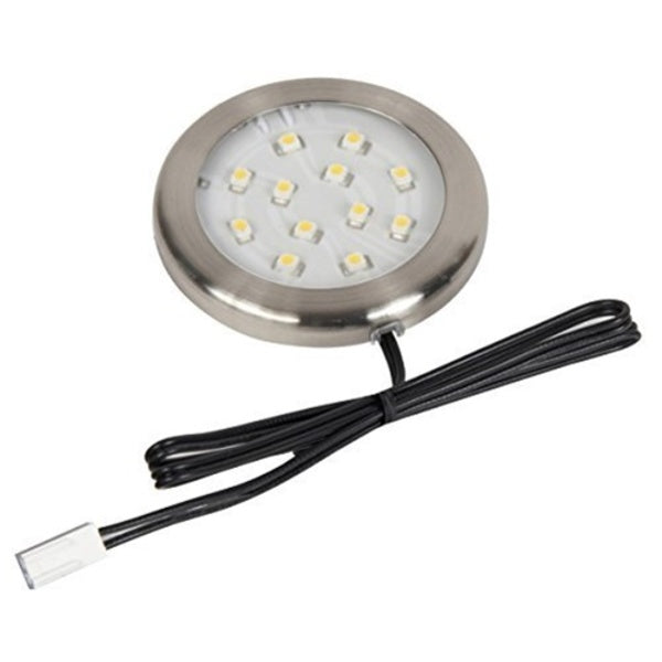 A round Westek LSP10KBCC LED Silver Ultra Thin Accent Light Single Pack on a white background.