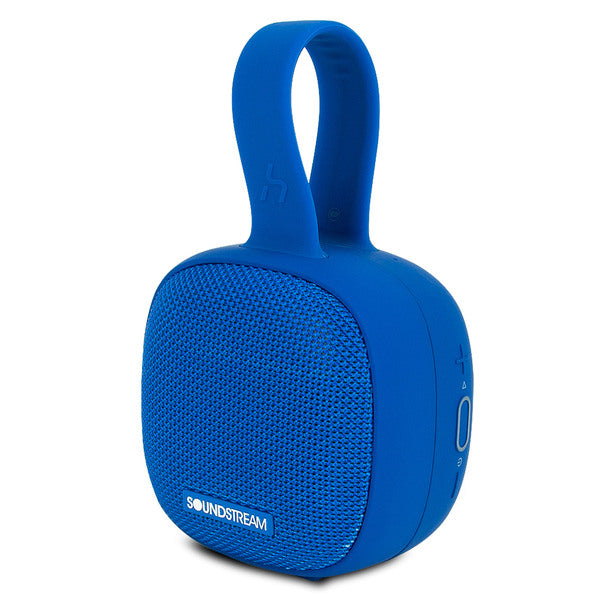 A Soundstream h2GO IPX7 Waterproof Portable Bluetooth Speaker, Blue (Open Box) on a white background, featuring h2GO technology and Bluetooth 4.2 connectivity.