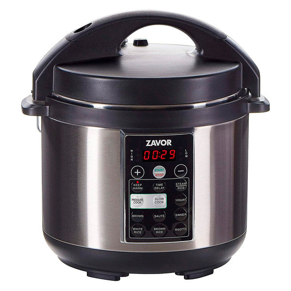 A Zavor LUX 4 Quart Electric Pressure Multi Slow Cooker Stainless Steel on a white background.